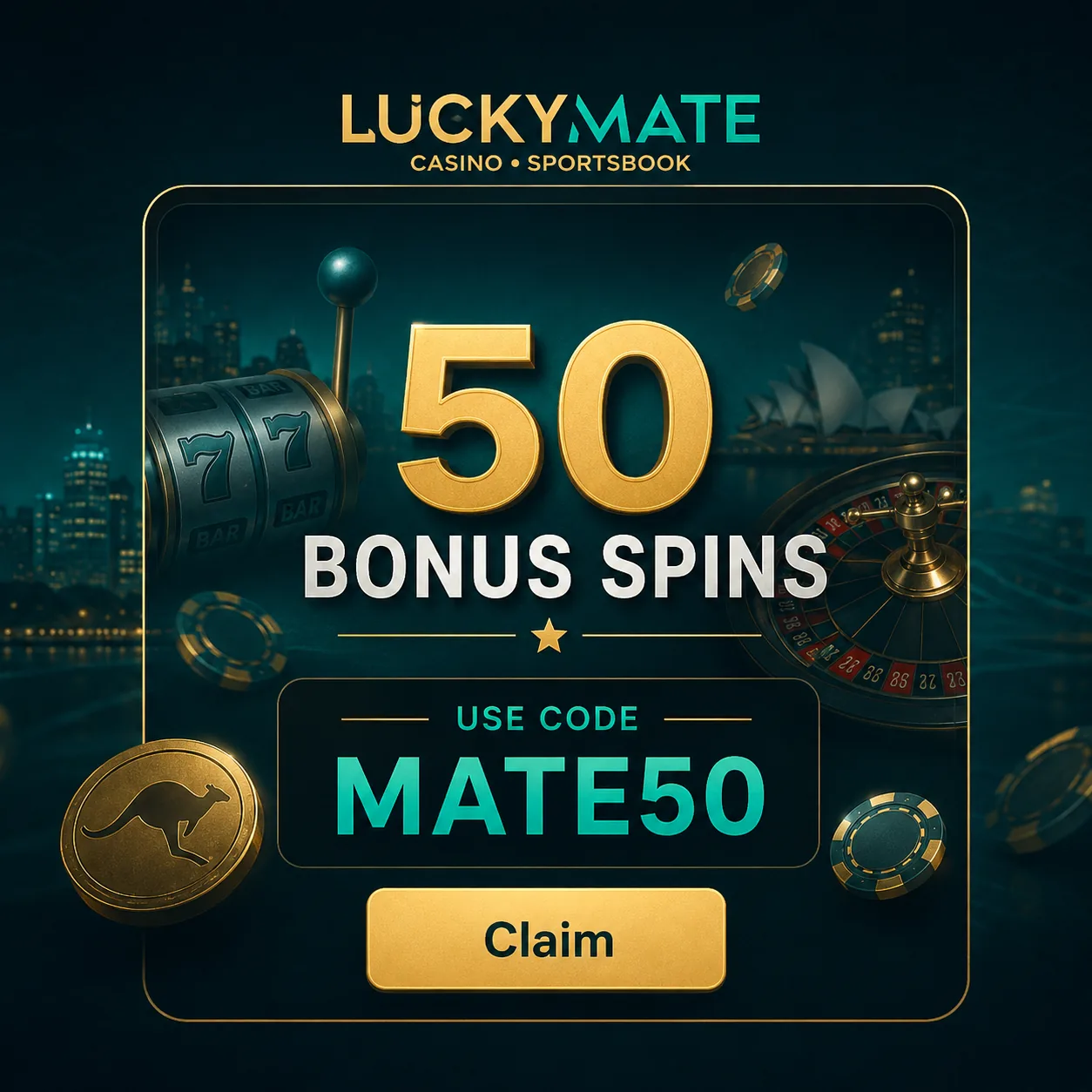 Luckymate bonus claim path with MATE50