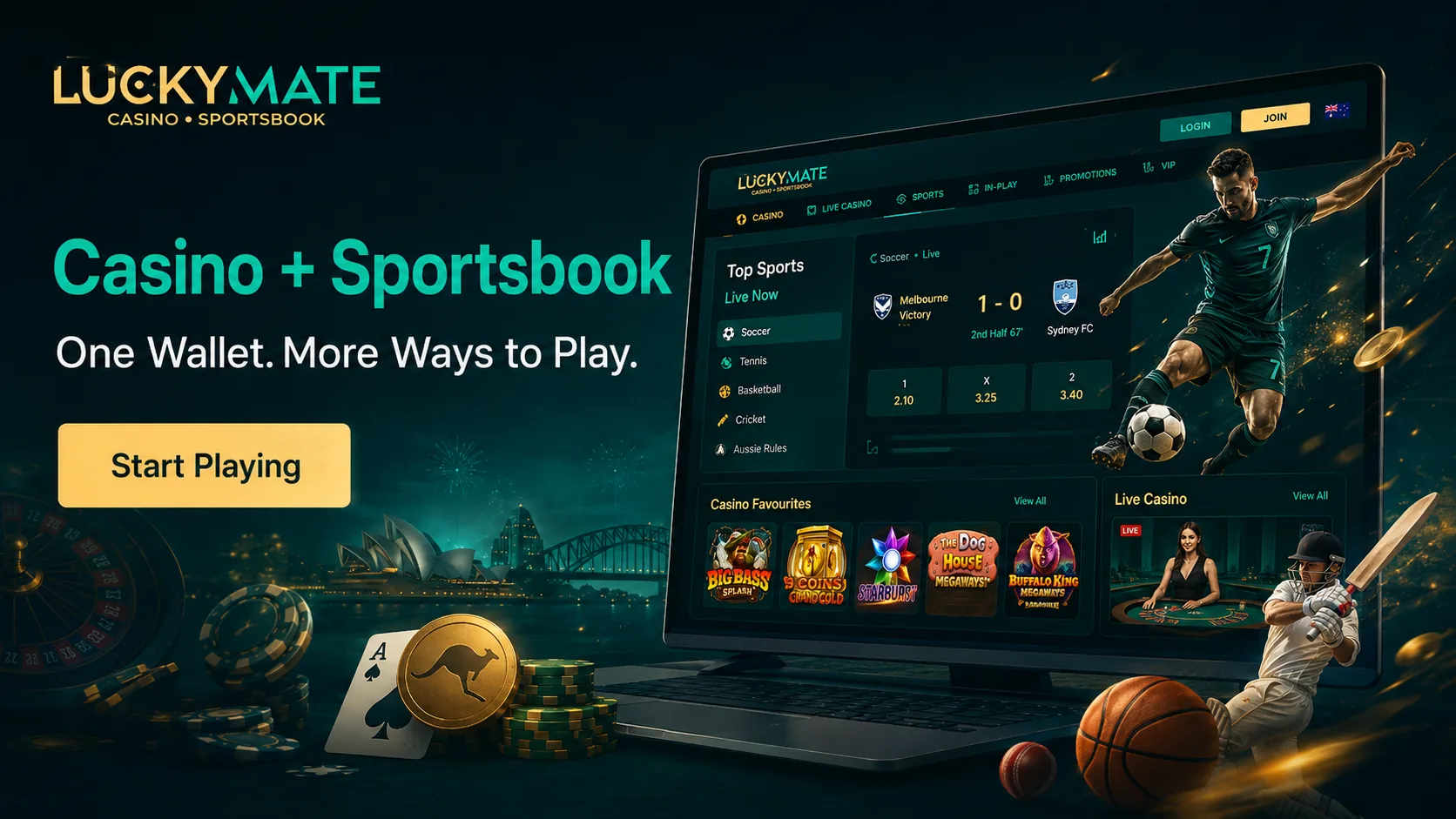Luckymate casino and sportsbook overview for Australian players